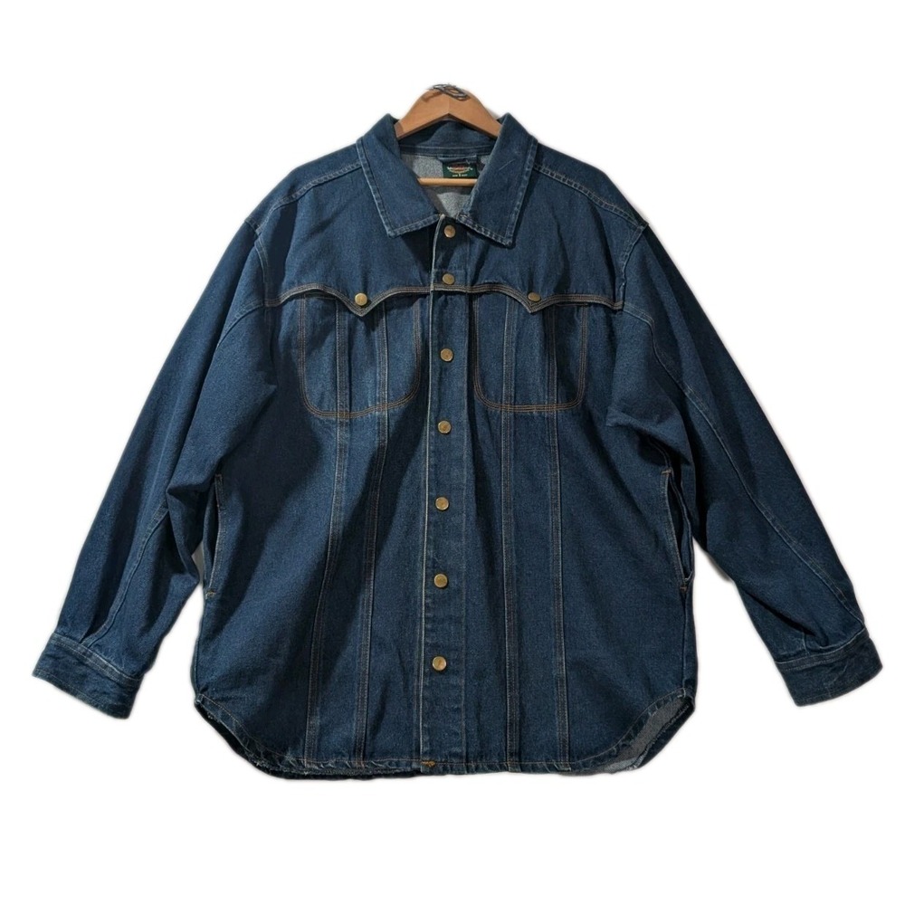 Vintage McGregor Denim Trucker Shirt Jacket Mens Large Blue Snap‎ Button